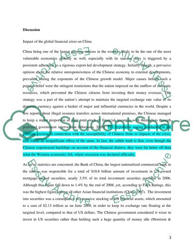 Impact of the Global Financial Crisis on China