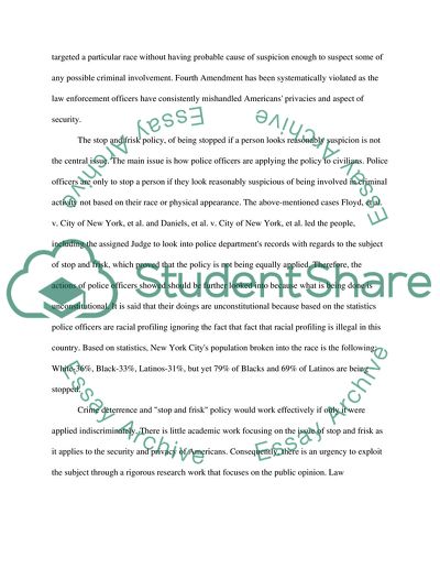 Stop And Frisk Policy In New York City