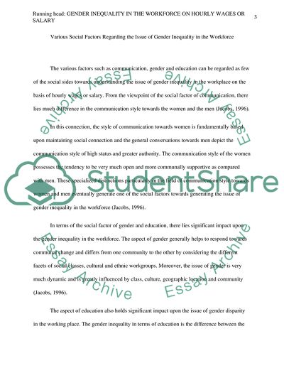 Gender Inequality in the Workforce on Hourly Wages or Salary