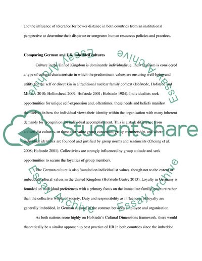 A Critical Assessment of the Predominant HR Cultural and Institutional Features in Germany and the UK