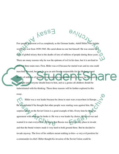 Three reasons why Adolf Hitler is the Epitomy of Evil