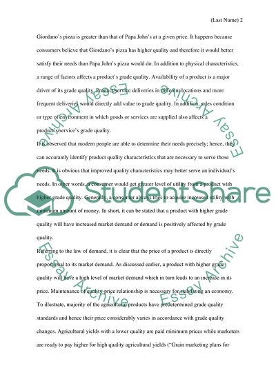 Price Differences Associated with Quality