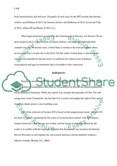 Supporting the Communications Decency Act of 1996, Section 230