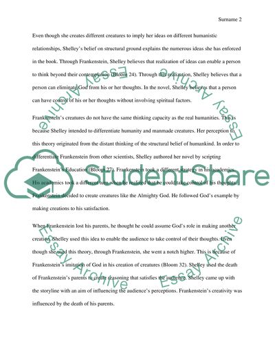 Understanding of Frankensteins Creation