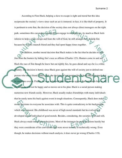 The Moral Choices Huck Finn makes in the novel