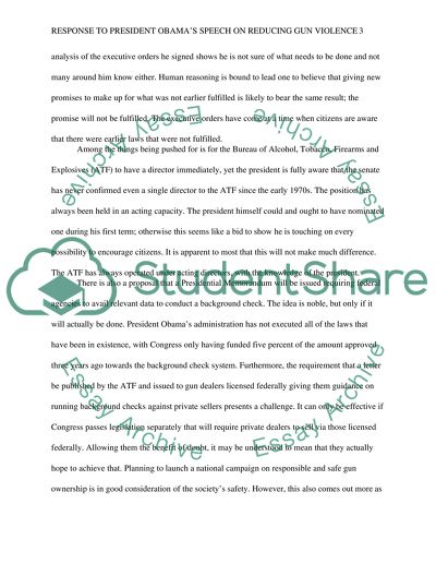 Respond paper over the president Obama speech on reducing gun violence