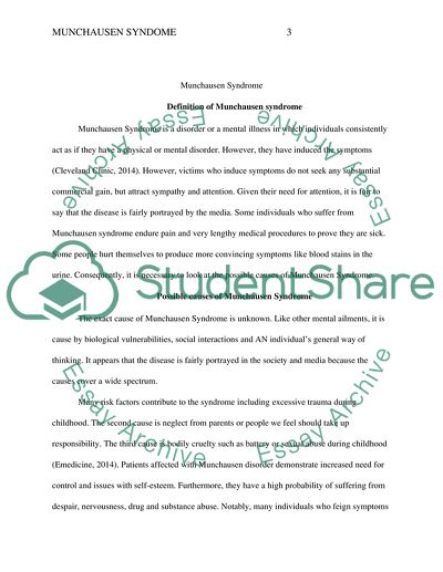 Definition of Munchausen Syndrome