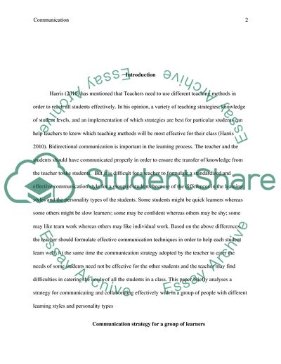 Communication Strategy for a Group of Learners