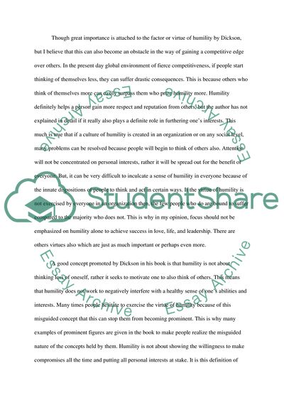 Analysis of Humilitas - A Lost Key to Life, Love, and Leadership by Dickson John