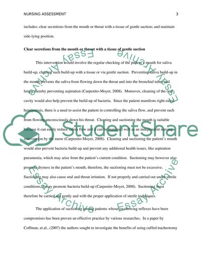 Nursing Assessment and Care of a Patient