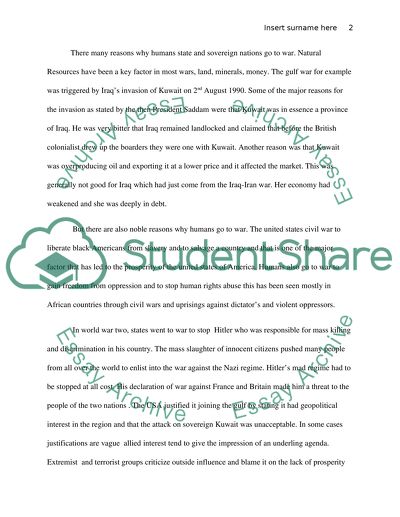 War and Peace Among People and nations