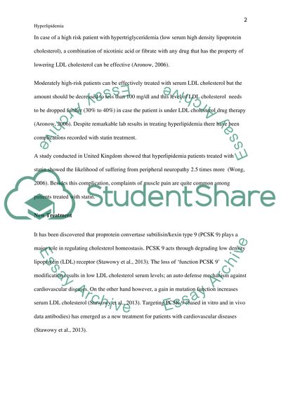 Hyperlipdemia an new treatments with statin medications