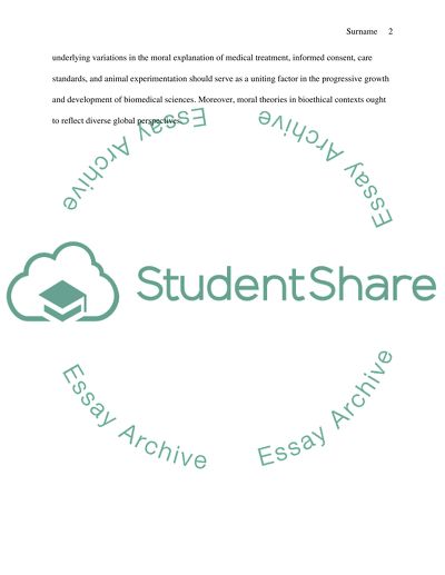 Moral Theories in Bioethical Contexts