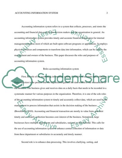 Role and Purpose of Accounting Information Systems