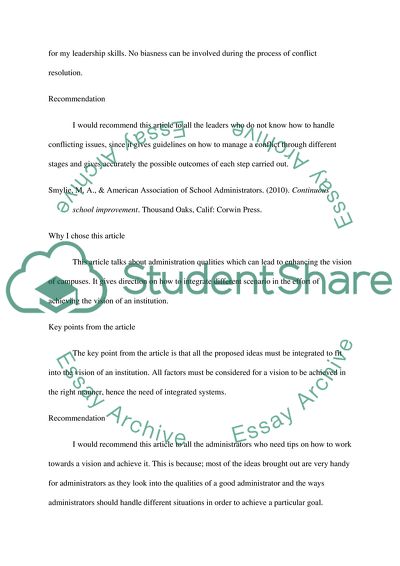 Campus Culture, Vision, Conflict Resolution, or Campus Improvement