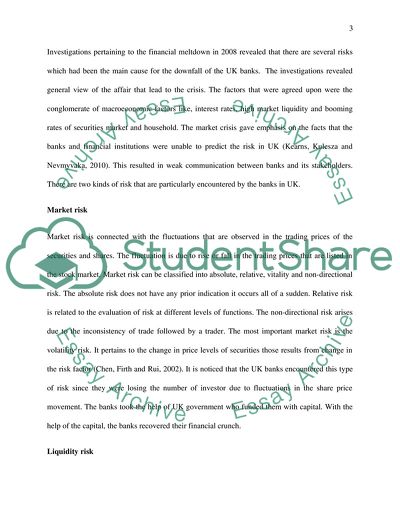 Types of Risk Encountered by the UK Banks during Financial Crisis