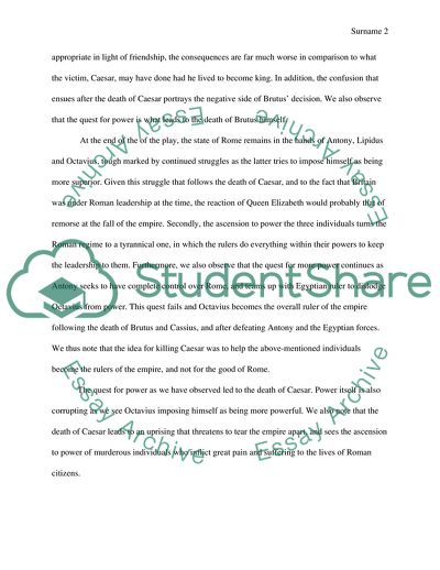 Shakespearean Interpretation of Julius Caesar and Bruts Story - Power Corrupts Everyone