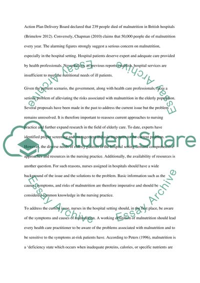 Elderly Patients and Malnutrition