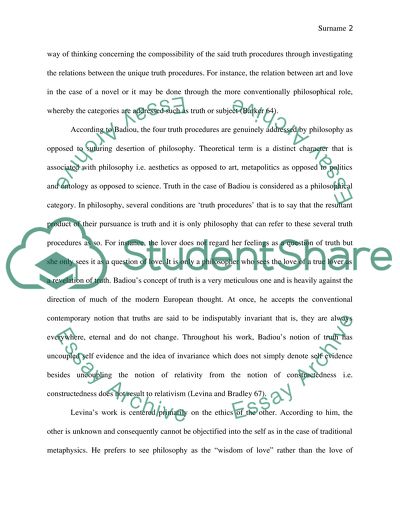 Badious Versus Levinas Works