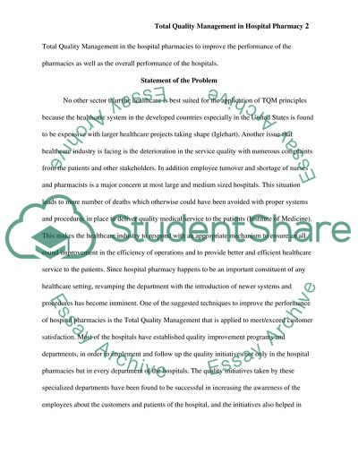 Total Quality Management in Hospital Pharmacy