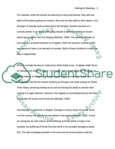 Waiting for Godot: a tragicomedy