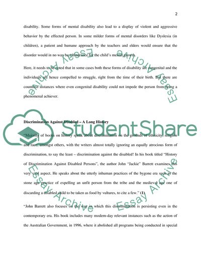 The Aspect of Discrimination Against the Disabled in Our Society