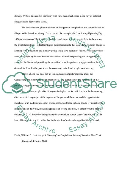 Analysis of Look Away Book by Willliam C. Davis