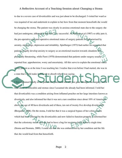 A Reflective Account of a Teaching Session about Changing a Stoma