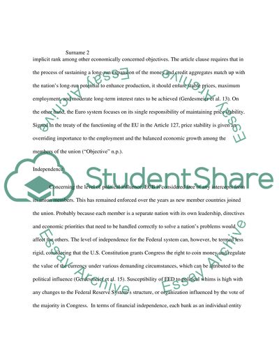 Comparison Between European Central Bank and Federal Reserve Bank