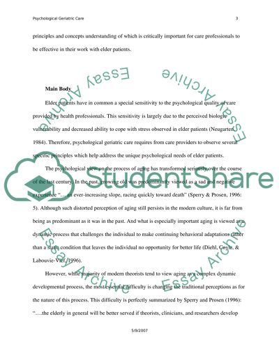 Psychological Geriatric Care