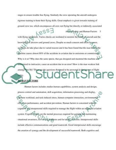 Aircraft Safety and Human Factors