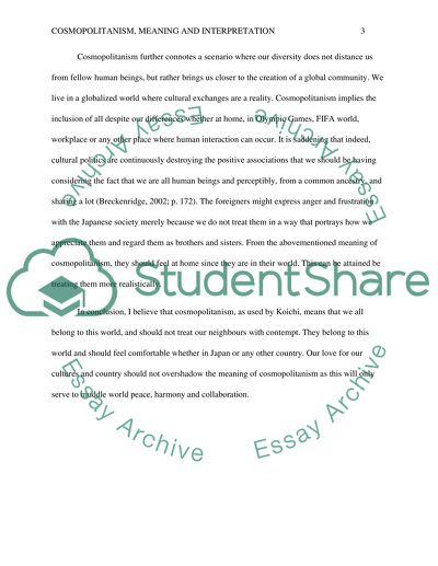 Cosmopolitanism, Meaning and Interpretation