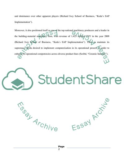 Kedas SAP Implementation and Identification of Major Issues