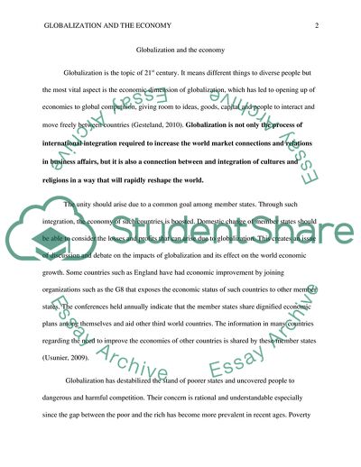 Effect of Globalization on the World Economy