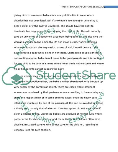 Should Abortions Be Legal