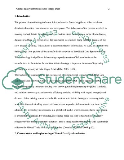 Global Data Synchronisation for Supply Chain