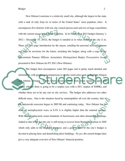 Budget Finance Paper