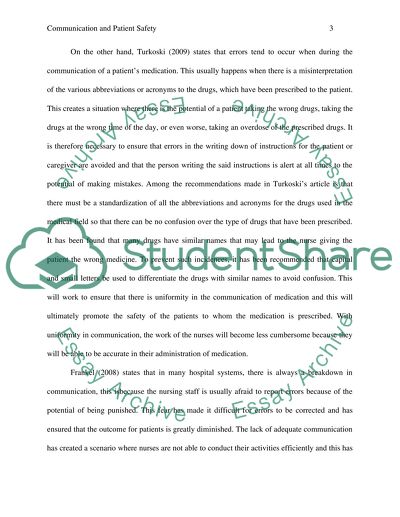 Communication and patient safety( Literature Review)