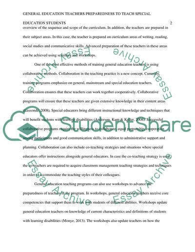 General Education Teachers Preparedness to Teach Special Education Students