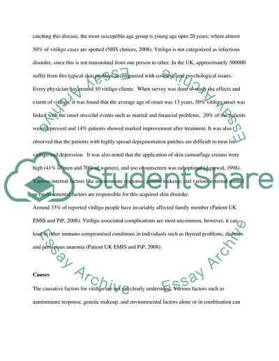 Does the Diagnosis of Vitiligo Have a Psychological Impact on Adult Suffers in UK