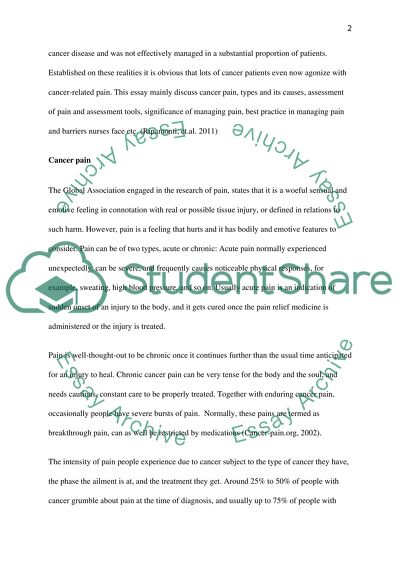 Literature Review on Management of Cancer Pain