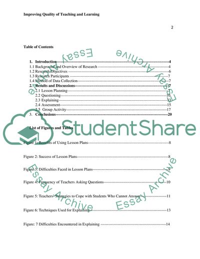Improving Quality of Teaching and Learning