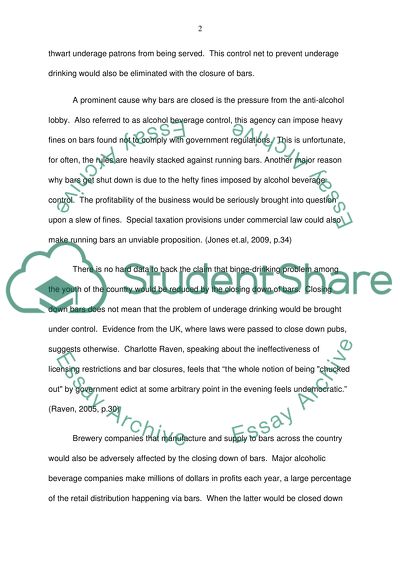 Effects of Closing Down Bars Would Bring About