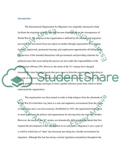 The Purpose and Effectiveness of the International Organization of Migration in the 21st
