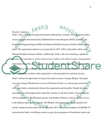 Strategic PR Planning of Noahs Ark