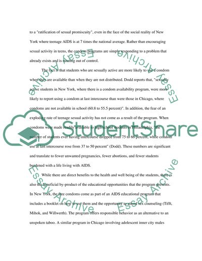 Condom Availability in High Schools: Promoting Good Teenage Health