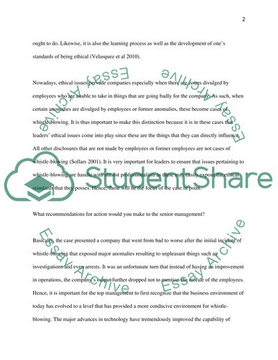 Whistleblowing, Ethical Behaviour