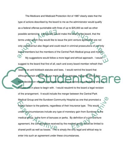 A Joint Venture Agreement and Central Park Medical Group