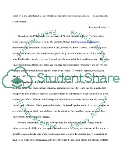 Literature Review: Journal Articles Essay Example | Topics and Well