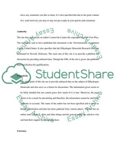 Evaluation of Website Content